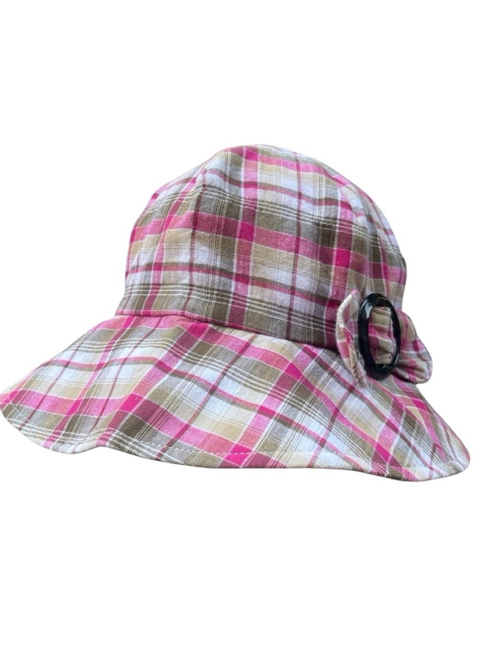 Pink Plaid Wide Brim Sun Hat Nathaniel Cole | Resort Coastal Golfcore Packable